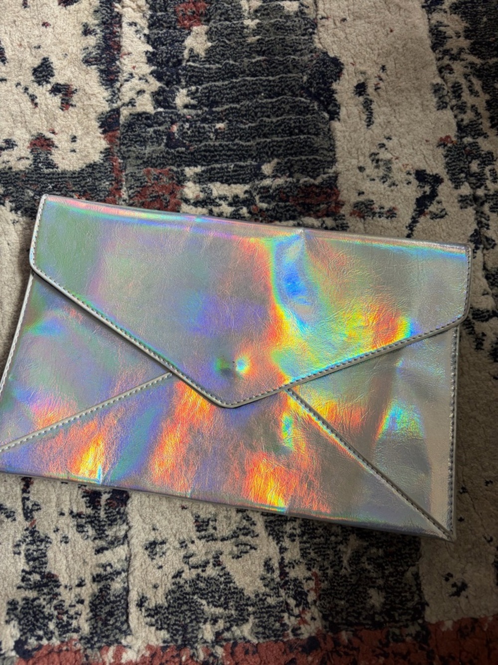 Forever 21 Holographic Silver Envelope Clutch